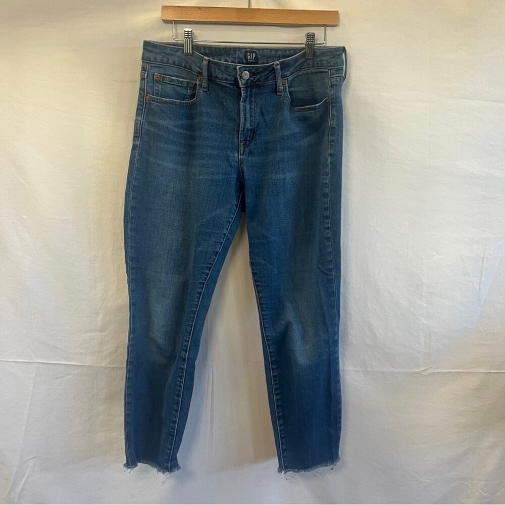 Gap Curvy True Skinny Jeans Womens Size 12 Raw Hem Basic Simple Neutral Denim